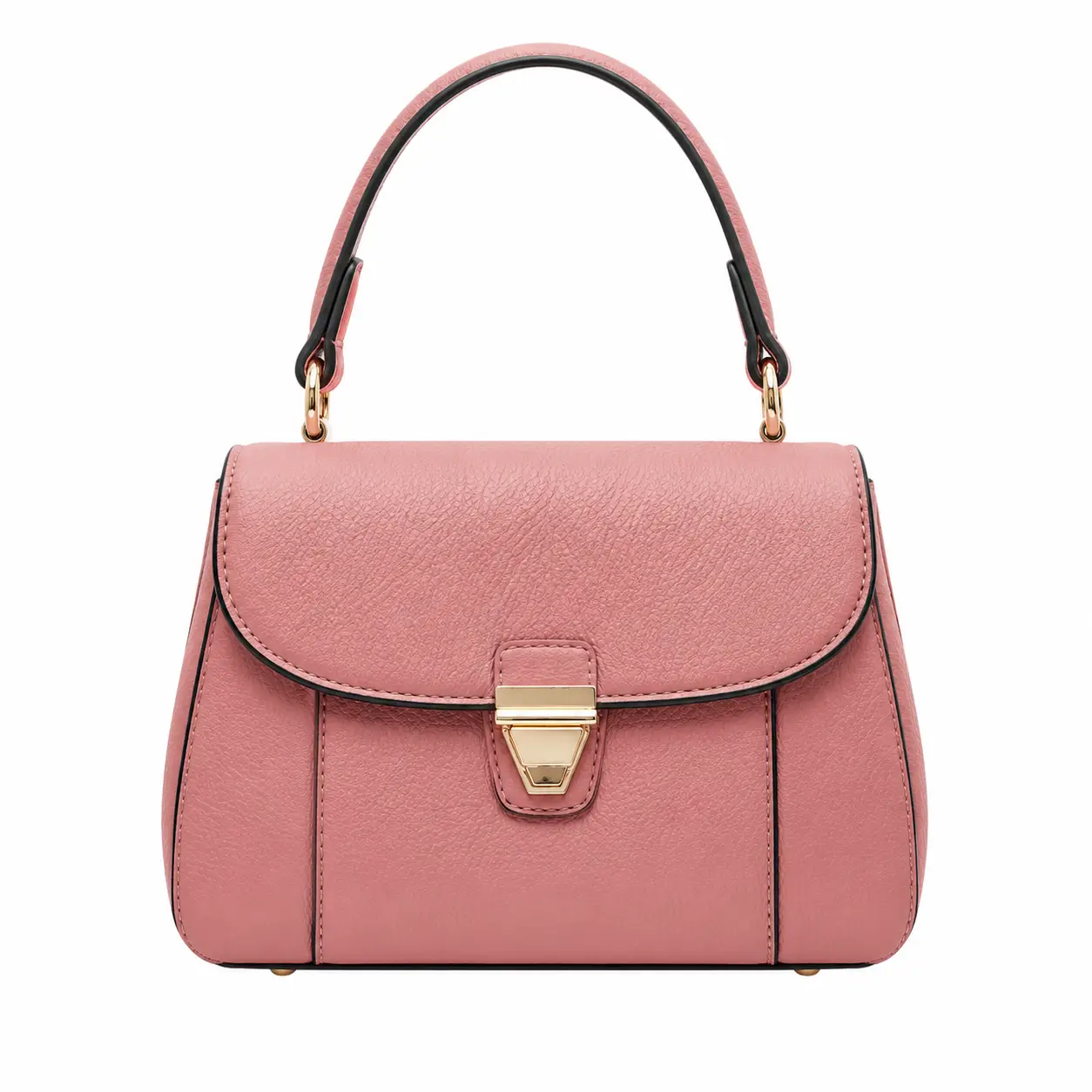 elvera womens leather flap handbag dusty pink Elvera Women's Leather Flap Handbag – Dusty Pink - Image 1