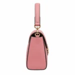 Elvera Women's Leather Flap Handbag – Dusty Pink - Image 3