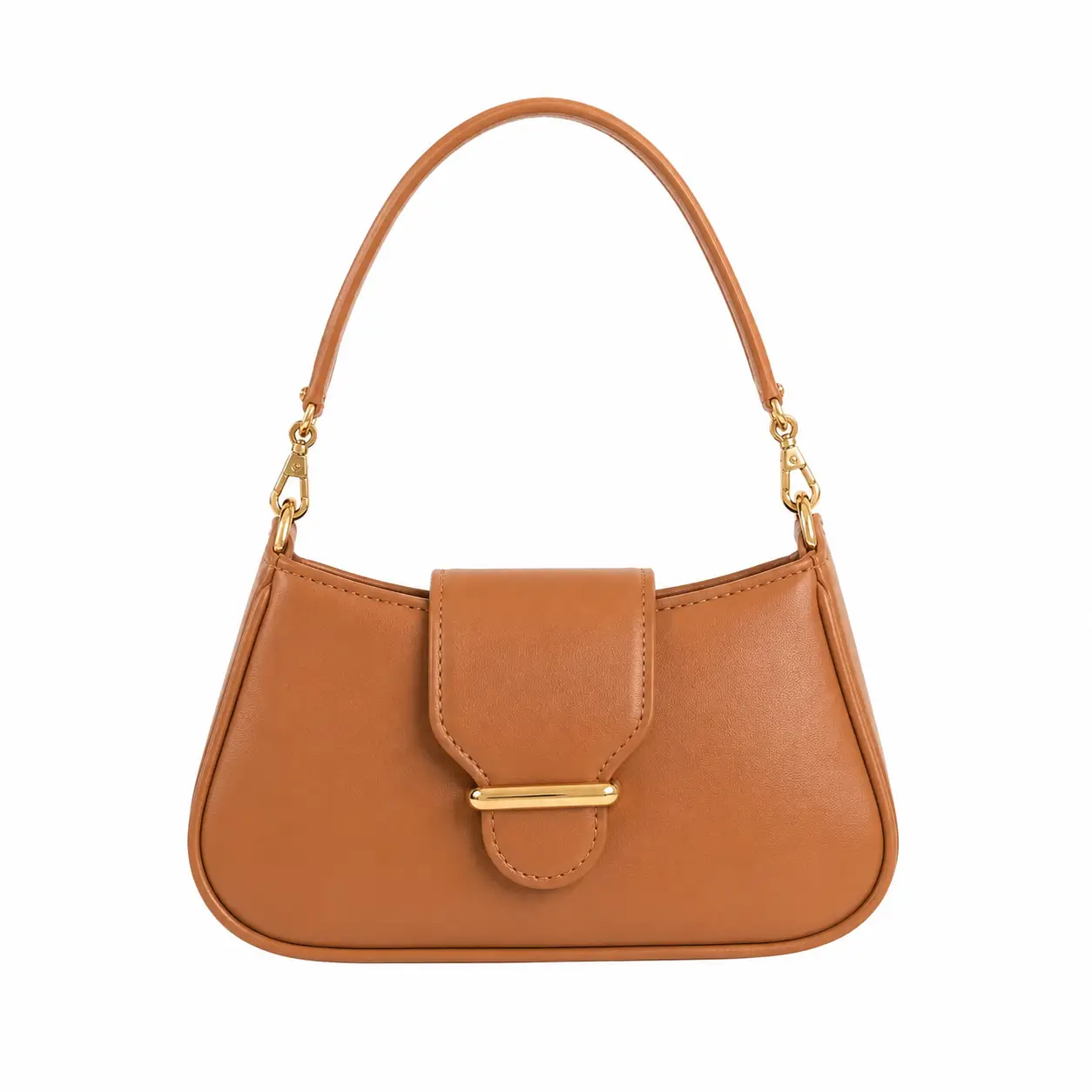 elvera womens leather shoulder handbag tan Elvera Women's Leather Shoulder Handbag – Tan - Image 1