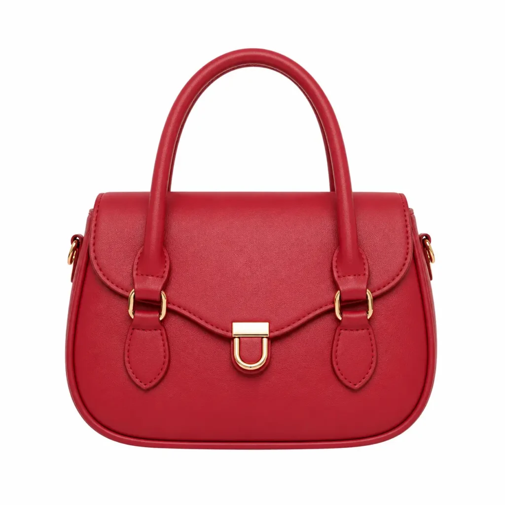 elvera womens leather top handle handbag red