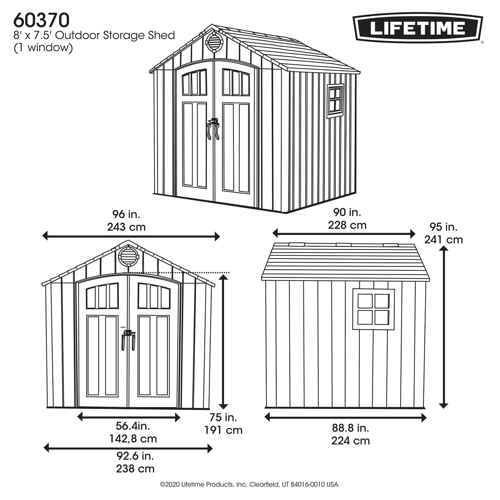 Lifetime 8 Ft. X 7.5 Ft. Outdoor Storage Shed – 60370 - Image 6